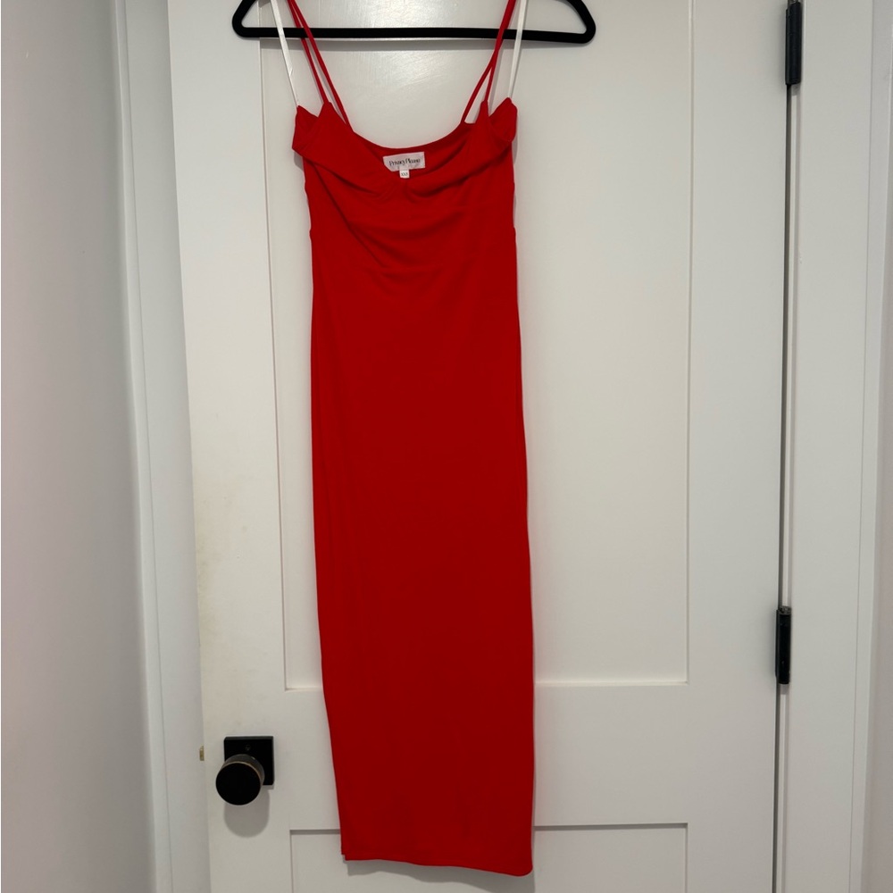 Privacy Please Vibrant Red Midi Dress